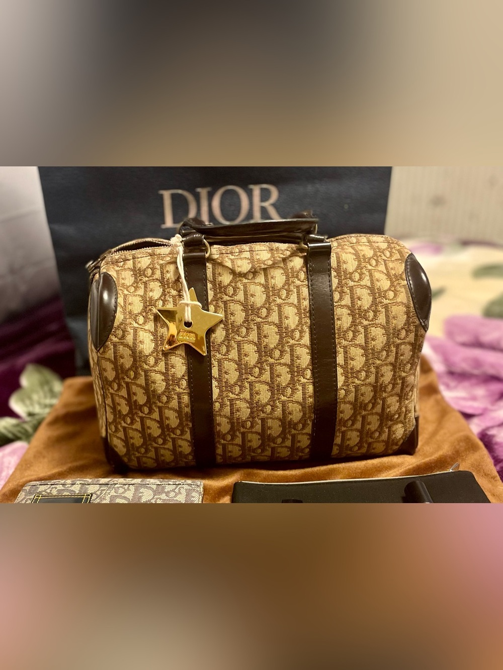 Dior Brown Monogram Canvas Travel Duffle Bag, excellent condition.